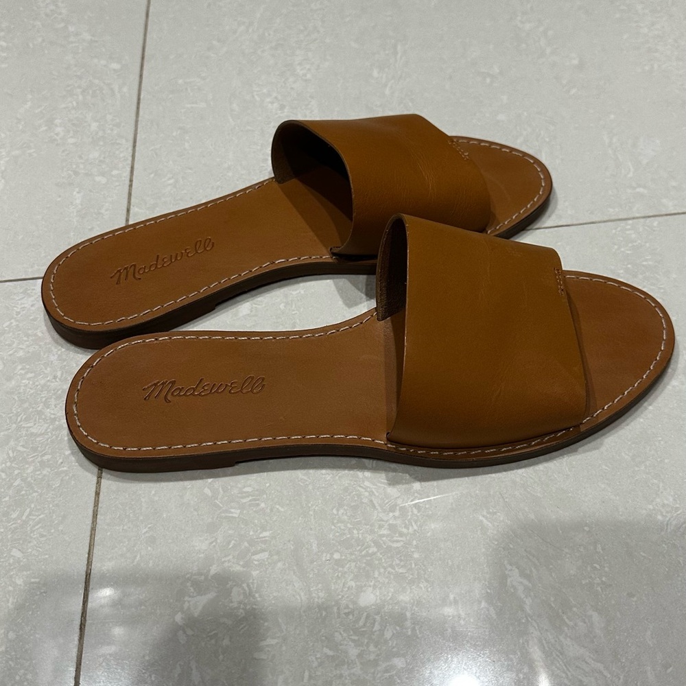 Leather Madewell Boardwalk Post Slide Sandals size 8